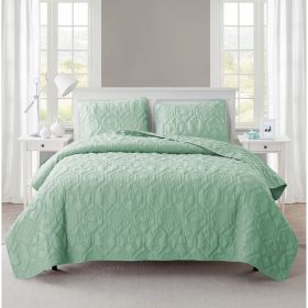 Queen Coastal Beach Starfish Seashell Seahorse Light Green Teal Quilt Set