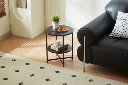 Small round side table,2 tiers farmhouse end table,set of 2accent tables for small spaces,night stands for bedrooms living room
