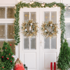 Christmas Wreath 20 Inch Christmas Door Decorations Wreath with Warm Lights 2PCS