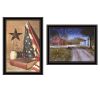 Trendy Decor 4U 2- Piece Vignette Star Spangled Night, God & Country Black Framed Wall Art for Living Room