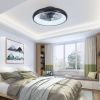 20-inch Black LED Ceiling Fan Light â€“ Dimmable and Adjustable Color Temperature, APP & Remote Control, Modern Smart Ceiling Fan for Living Room