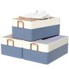 Clothes Organizer,3 Pack Large Wardrobe Storage basket,  Foldable Fabric Drawer Organizer Storage Bin with Dual Handles Boxes Transparent label