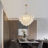 27.5-Inch Gold Pendant Light Chandelier with Threaded Clear Glass Globe Shade â€“ Adjustable Height, Ideal for Living Room, Dining Room
