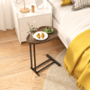 C-Shaped Side Table, C Table End Table for Sofa and Bedside, Couch Side Tables, Wood C-Shaped End Table with Metal Frame Slide for Bedroom Living Room