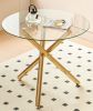 42.1" Table Mid-century Dining Table for 4-6 people With Round Mdf Table Top, Pedestal Dining Table, End Table Leisure Coffee Table,cross leg