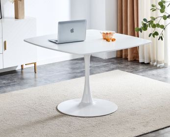 42.1" Table Mid-century Dining Table for 4-6 people With Round Mdf Table Top, Pedestal Dining Table, End Table Leisure Coffee Table (Color: White, Shape: Square)