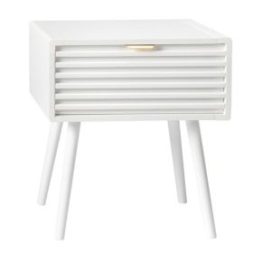 Wood Nightstand End Side Table with 1 Drawer for Living Room, Bedroom (Color: as picture)
