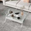 Coffee Table and End tables Set of 3, Tempered Glass Table with MDF layer, Modern Tables for Living Room , Transparent Glass