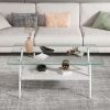 Coffee Table and End tables Set of 3, Tempered Glass Table with MDF layer, Modern Tables for Living Room , Transparent Glass