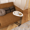 C-Shaped Side Table, C Table End Table for Sofa and Bedside, Couch Side Tables, Wood C-Shaped End Table with Metal Frame Slide for Bedroom Living Room